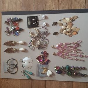 24 pair Pierced Drop/Chandalier & Button Earrings
